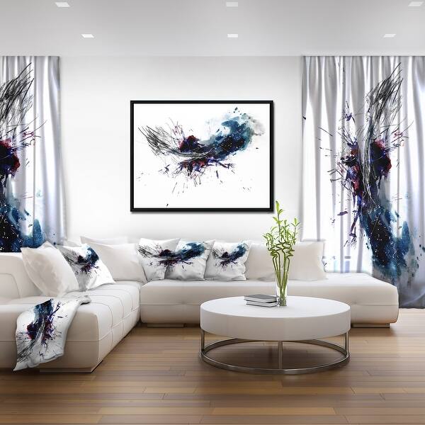 Shop Designart Dark Blue Multicolor Stain Abstract Watercolor