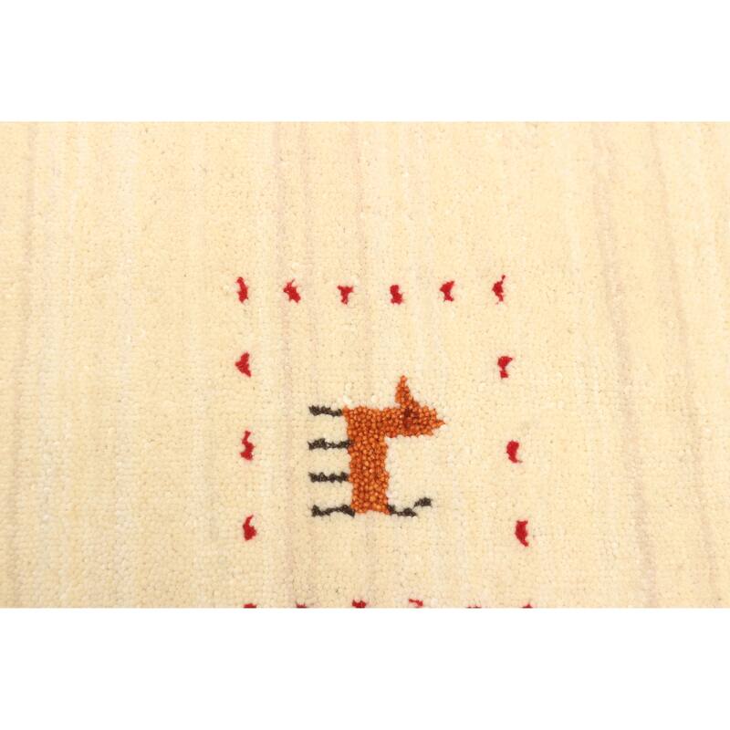 ECARPETGALLERY Hand Loomed Kashkuli Gabbeh Cream Wool Rug - 3'1 x 4'9
