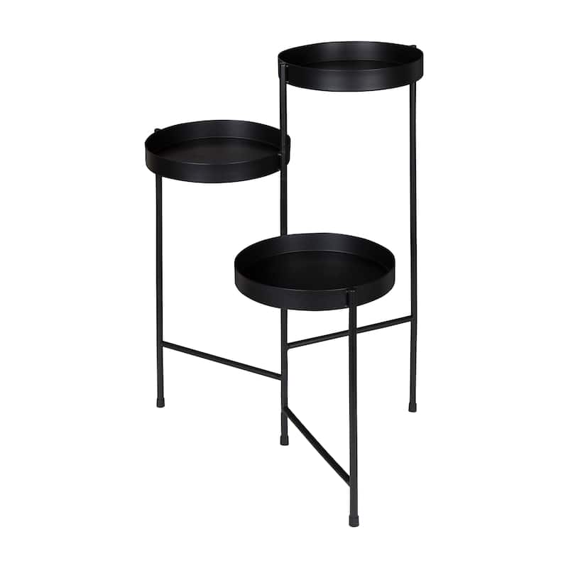 Kate and Laurel Finn Metal 3-tier Modern Plant Stand - 16x21x30 - Black