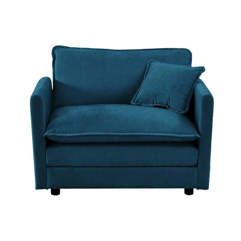 Modern Accent Chair with Ottoman, Living Room Club Chair Chenille Upholstered Armchair , Reading Chair for Bedroom