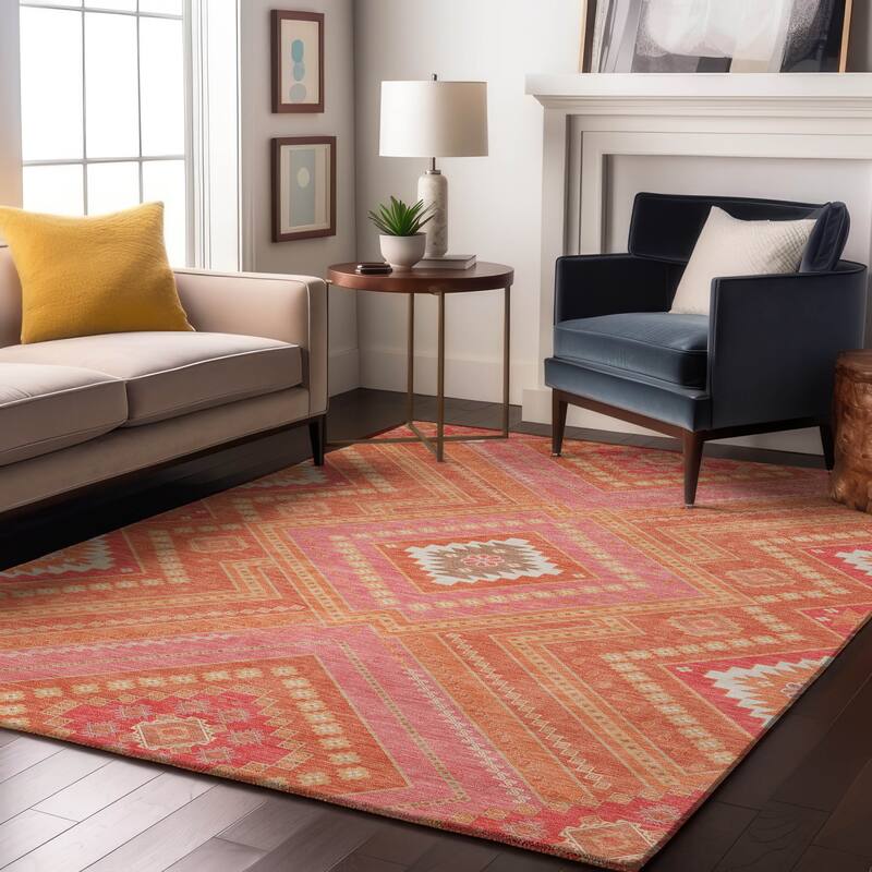 Premium Washable Super Soft Boho Global Mayfield Rug - Coral - 9' x 12'