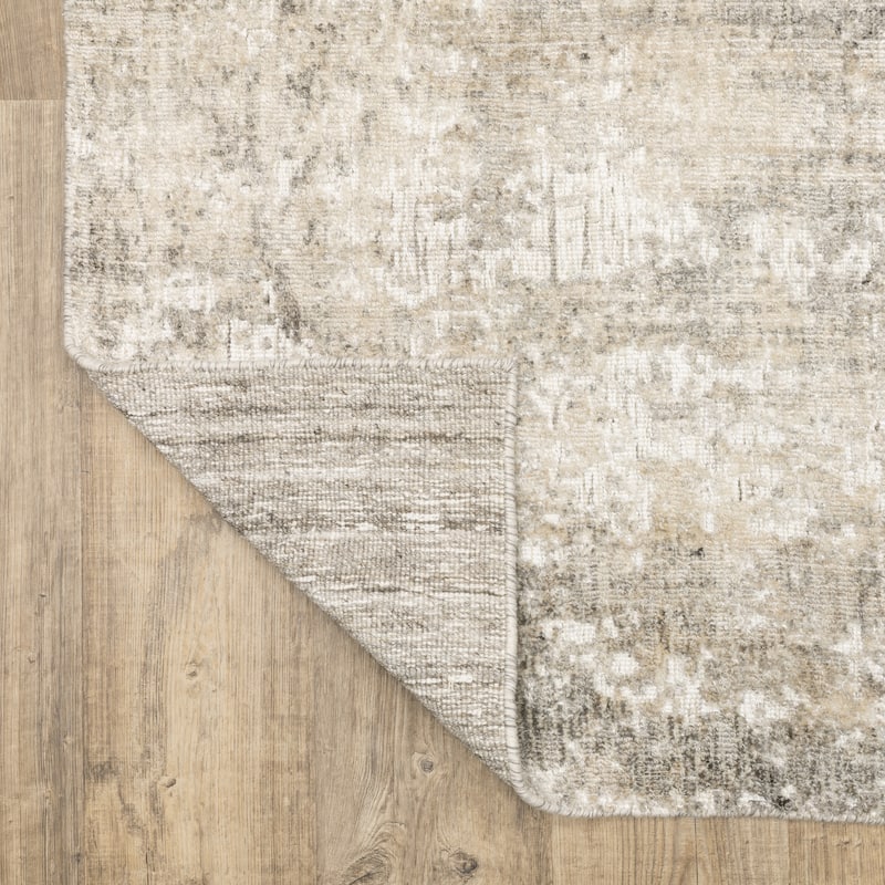 Somerset Textured Abstract Grey/ Beige Hand-made Wood Blend Area Rug