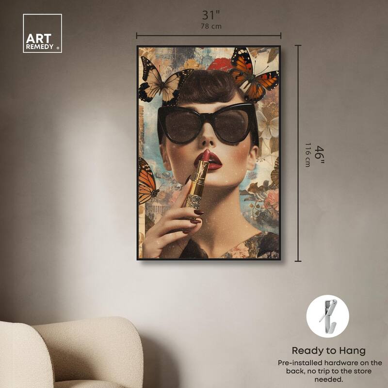 Iconic Lady Butterfly Collage II Canvas by Art Remedy