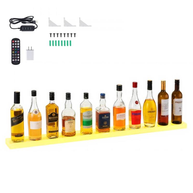 Acrylic LED Wine Bottle Shelf Wall-Mount with Remote