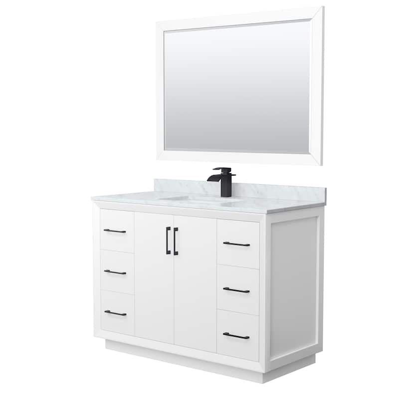 Wyndham Collection WCF414148S-NAT-UNSM46 Strada 48" Free Standing - White / Matte Black Hardware