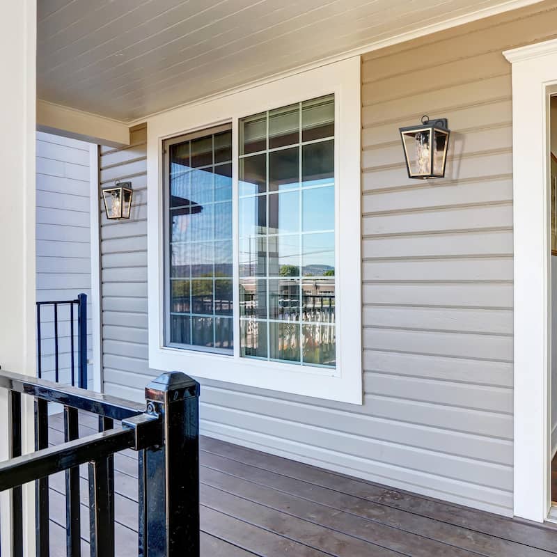 Modern Farmhouse 1-Light Black Gold Outdoor Wall Sconces Transitional Porch Lantern with Water Rippled Glass Shade