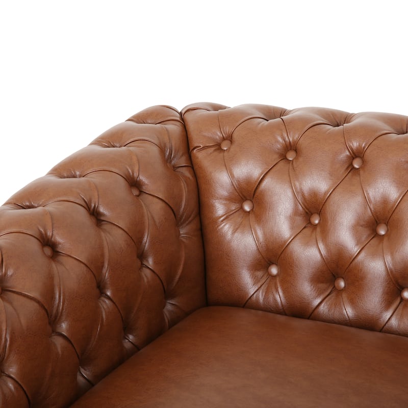 PU Tufted Accent Chair with Chesterfield Design, Nailhead Accents, and Foam-Pocket Spring Seat