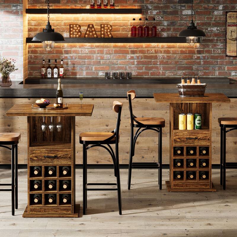 Bar Unit, Bar Cabinet with Storage & Wine Rack, Liquor Console Accent Table, Home Living Room Kitchen