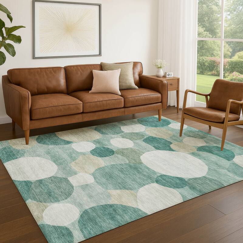 Machine Washable Indoor/ Outdoor Modern Circy Chantille Rug