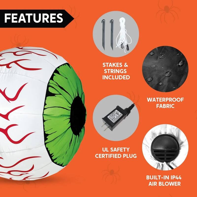 Joyfy 2 Pack Inflatable LED Green Eyeball Decorations