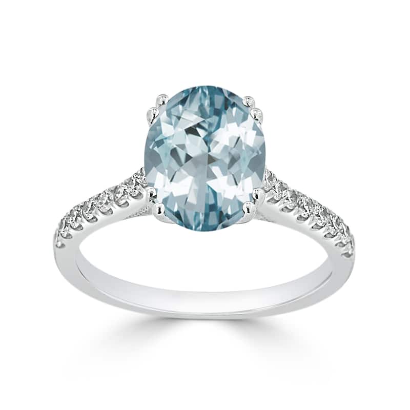 Auriya 1 5/8ct Fancy Oval Aquamarine and Diamond Engagement Ring 1/4ctw 14k Gold