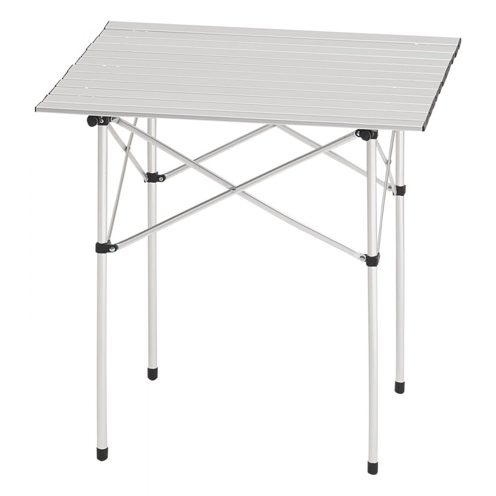 Silver Aluminum Alloy Adjustable Height Foldable Portable Camping Table for Outdoor Use