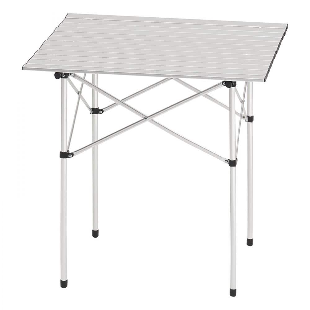 Silver Aluminum Alloy Adjustable Height Foldable Portable Camping Table for Outdoor Use