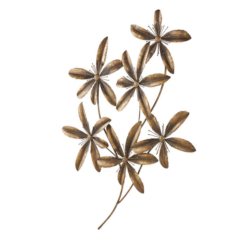 Gold Metal 3D Floral Home Wall Decor