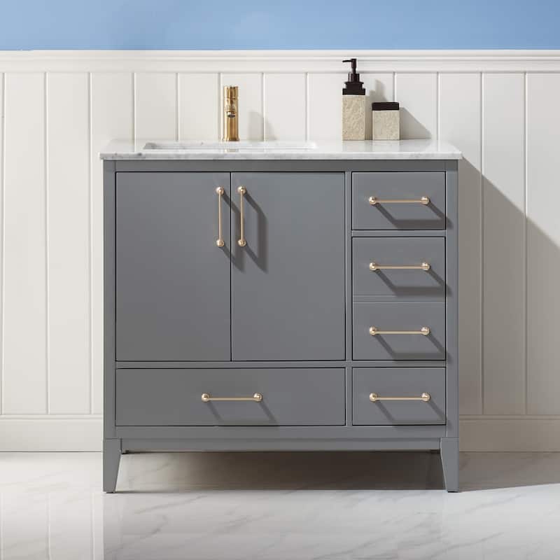 Altair Sutton Single Bathroom Vanity Set and Carrara White Countertop