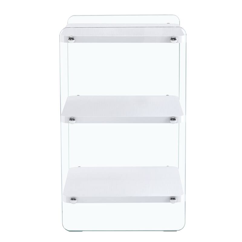 Three Levels Of Bedside Tables, Board Surface Is MDF, And Both Sides Are Tempered Glass, With Storage Function
