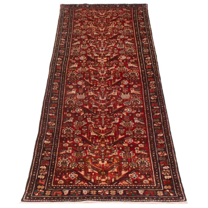 ECARPETGALLERY Hand-knotted Andelz Red Wool Rug - 3'3 x 9'9