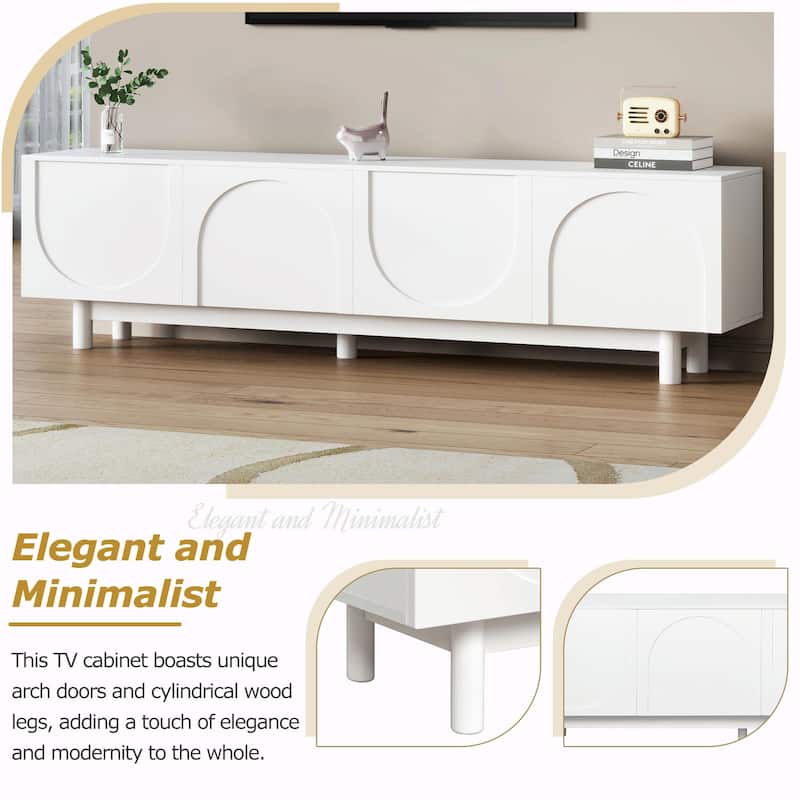 Minimalist TV Stand with Arch Cabinets for TVs Up to 78''