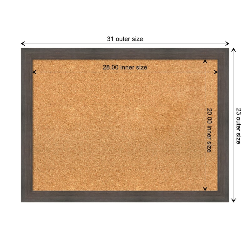 Hardwood Narrow Wood Framed Natural Corkboard Bulletin Board - Hardwood Chocolate Narrow - Board Size 28x20