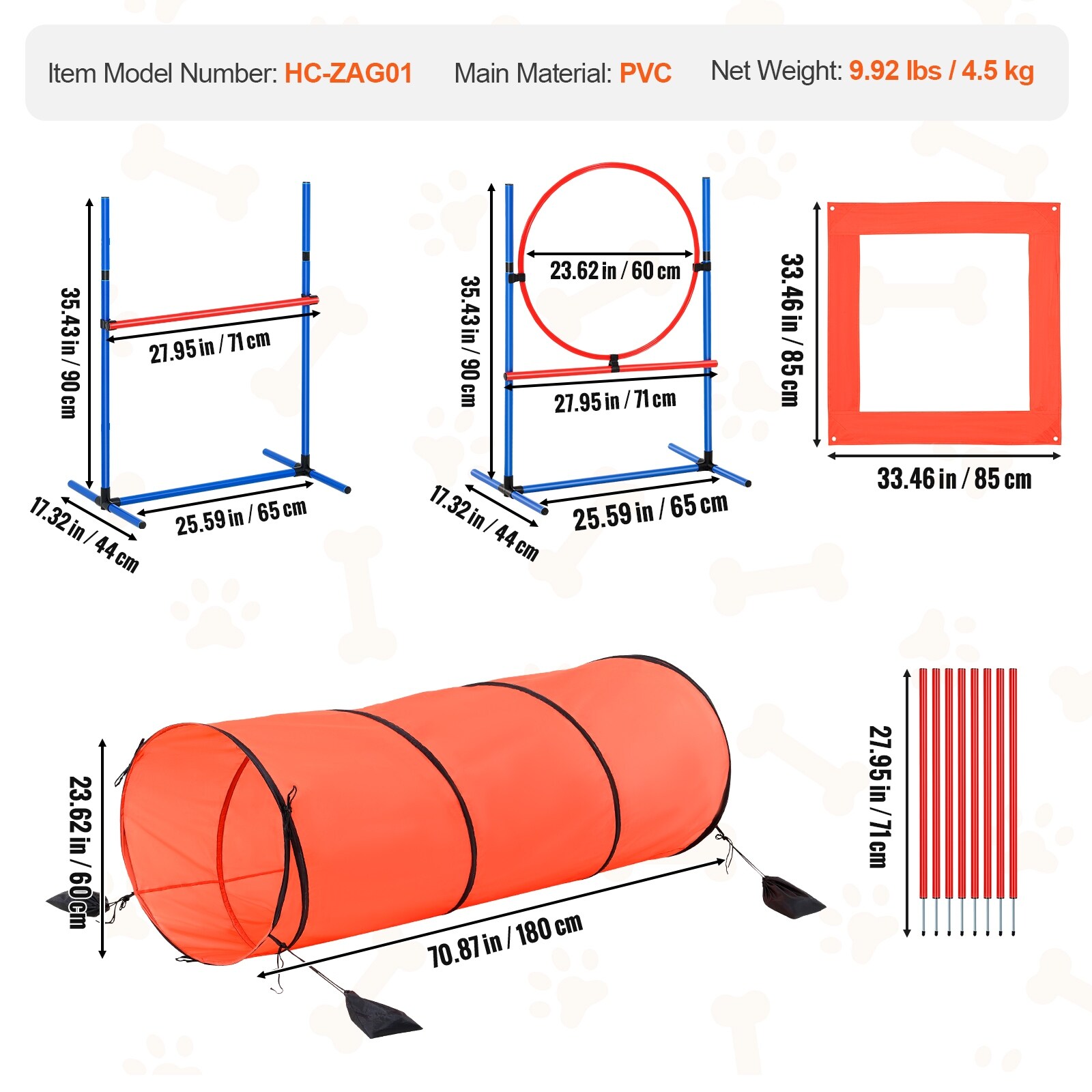 Dog Agility Training Equipment, 5 PCS Combination Set with