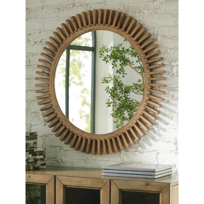 Signature Design by Ashley Tedwell Light Brown Accent Mirror - 32" W x 1" D x 32" H