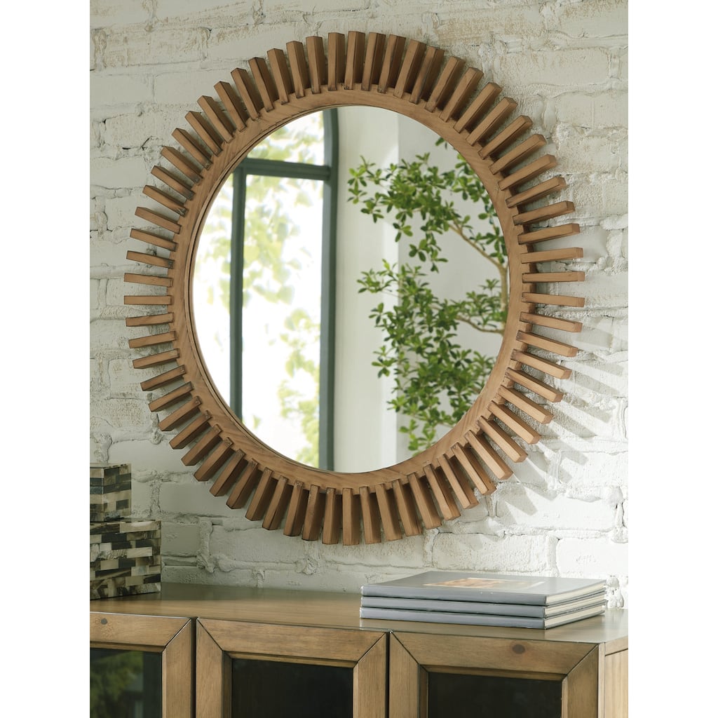 Signature Design by Ashley Tedwell Light Brown Accent Mirror - 32" W x 1" D x 32" H