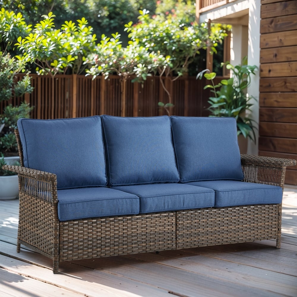 Gymojoy Outdoor Patio Couch Wicker Sofa with Deep Seating