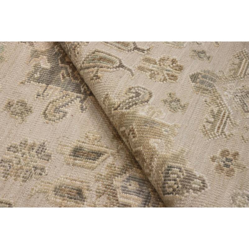 Pasargad Home Oushak Hand-Knotted Beige/Green Wool Area Rug