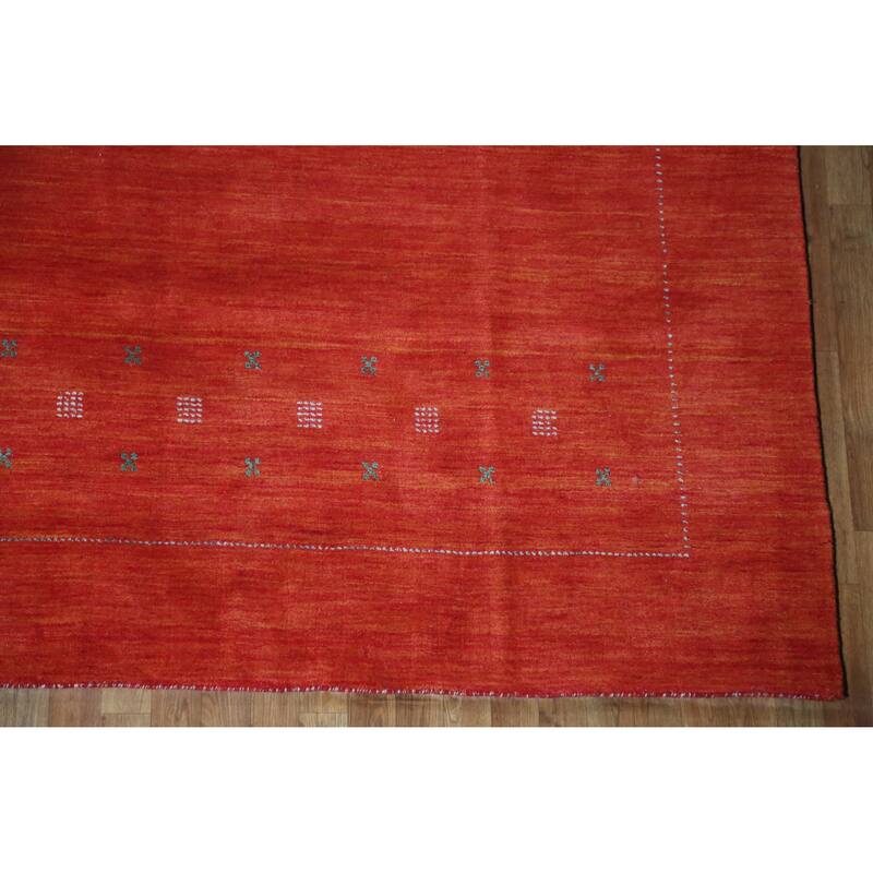 Hand Knotted Oriental 100% Wool Carpet Tribal Tribal Oranges & Rust Gabbeh Area Rug - 9' 7'' X 8' 3''