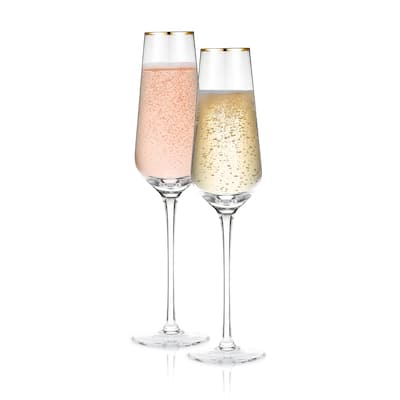 Berkware Tall Champagne Flutes with Gold Rim