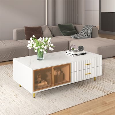 Modern Coffee Table with Cabinet and 2 Drawers by Harper&Bright Designs