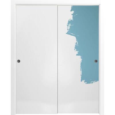 Sliding Closet Bypass Doors 36 x 80 inches | Planum 0010 Primed | Sturdy Rails Moldings Trims Hardware Set