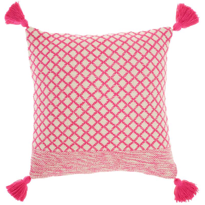 Mina Victory Life Styles Lattice With Tassels 18"X18" Indoor Throw Pillow