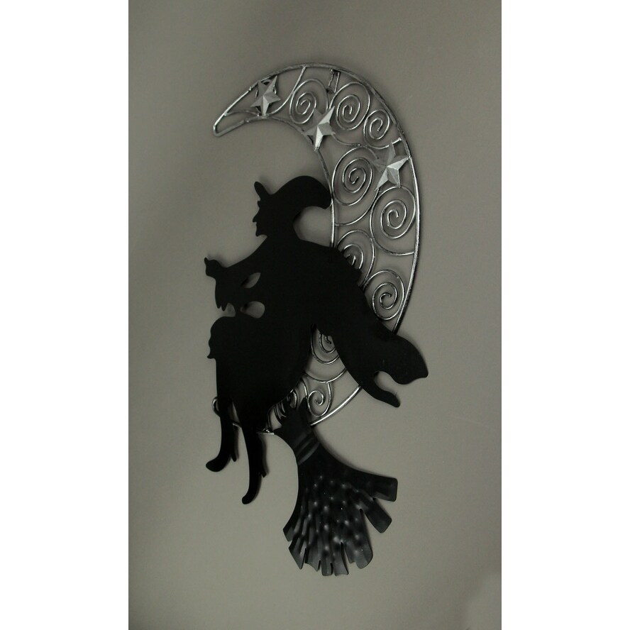 Shop Metal Art Witch On Broom And Crescent Moon Halloween Decor