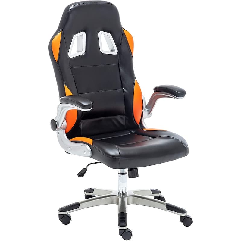 Ergonomic Swivel Computer Adjustable Lumbar Support Tilt Executive Gaming Chair - Orange/Black