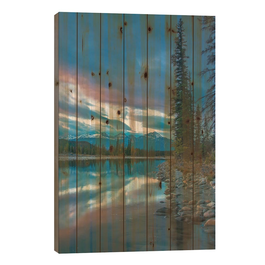 Athabasca River And Colin Range, Rocky Mountains, Jasper National Park, Alberta, Canada Print On Wood by Tim Fitzharris