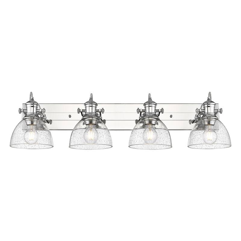 Yep by Golden Lighting Hines 4-light Vanity in Chrome and Seeded Glass