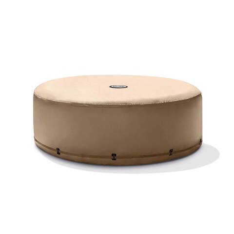 Intex 28523E Round PureSpa Energy Efficient Spa Hot Tub Replacement Cover, Tan - 34