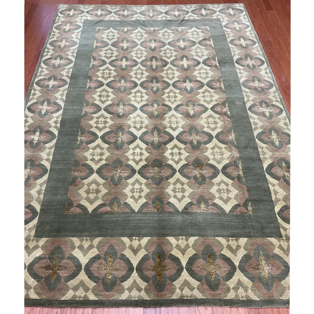 HERAT ORIENTAL Handmade Fine Tibetan Silk/Wool Rug - 6' x 9'
