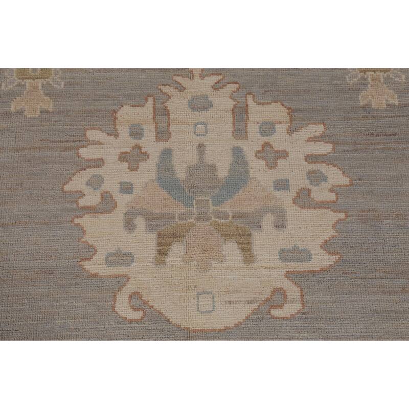 Hand Knotted Oriental 100% Wool Carpet Transitional All-Over Greys & Charcoal Oushak Area Rug - 14' 6'' X 12' 6''