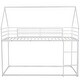 preview thumbnail 5 of 16, Twin over Twin House Shape Bunk Bed with Protective Fence, Metal Kids Bed Frame with Built-in Ladder, White
