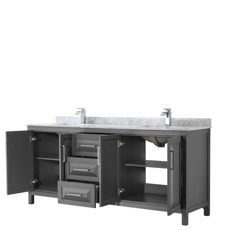 Daria 80-inch Double Vanity, Marble Top, No Mirror