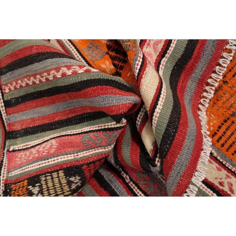Hand Woven Oriental 100% Wool Carpet Southwestern Tribal Multi-Colored Kilim Area Rug - 8' 11'' X 5' 4''