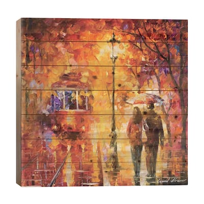 Date By The Trolley Print On Wood by Leonid Afremov - Multi-Color