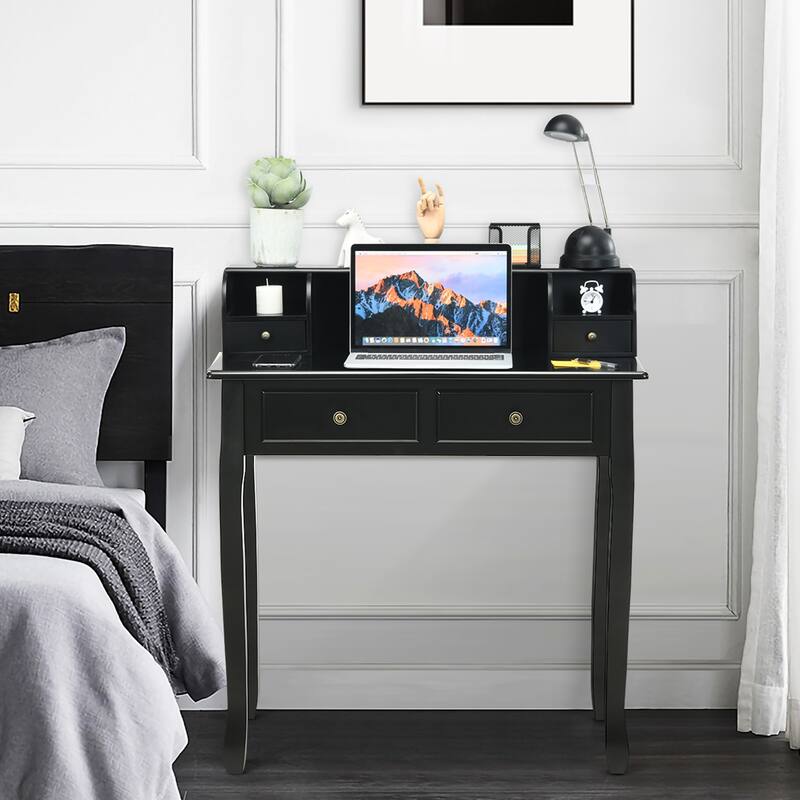 Costway Writing Desk Mission White Home Office Computer Desk 4 Drawer