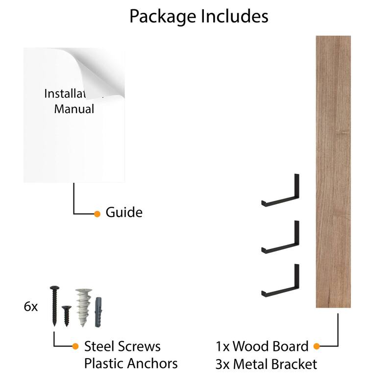 Wallniture Forte Wood Board 72" Long, 9.25'' Deep, 1.5" Thick, Floating Bookshelf for Wall, Hanging Shelf Living Room Decor, 1Pc