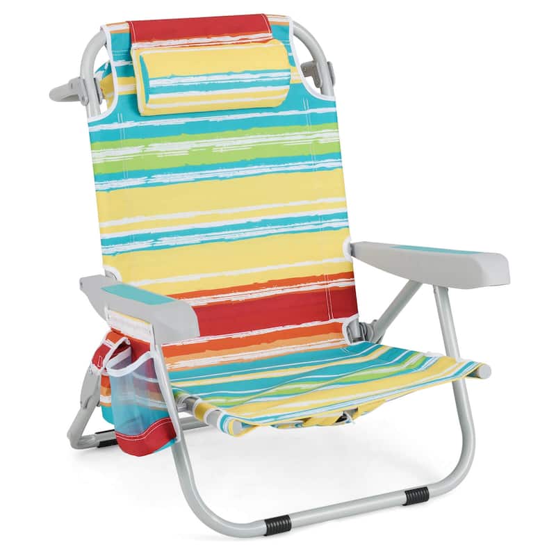 Goplus 1/2 PCS Folding Beach Chair for Adult Lightweight Aluminum - Multicolor-1 PCS