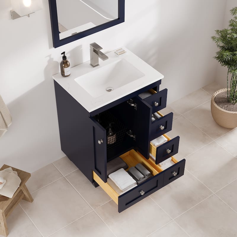 Eviva Happy 24"W Bath Vanity with Carrara Quartz Top