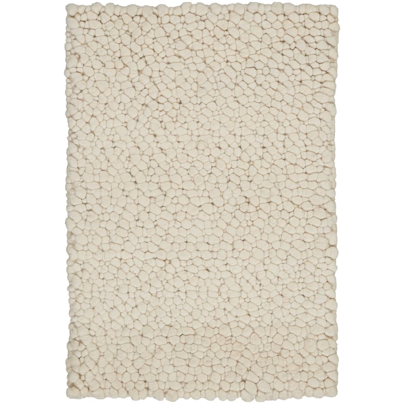 Calvin Klein Riverstone Modern Textured Loop Solid Wool Area Rug - 2' x 3' - Ivory - Rectangle
