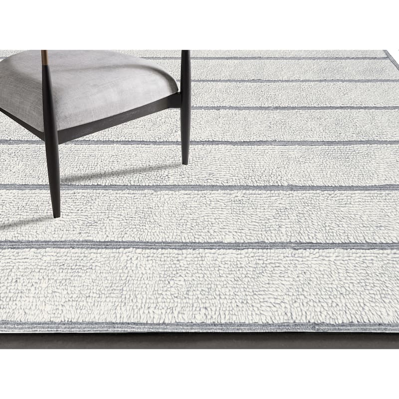 Isabel Ivory and Natural Wool High - Low Area Rug - 6' x 9'